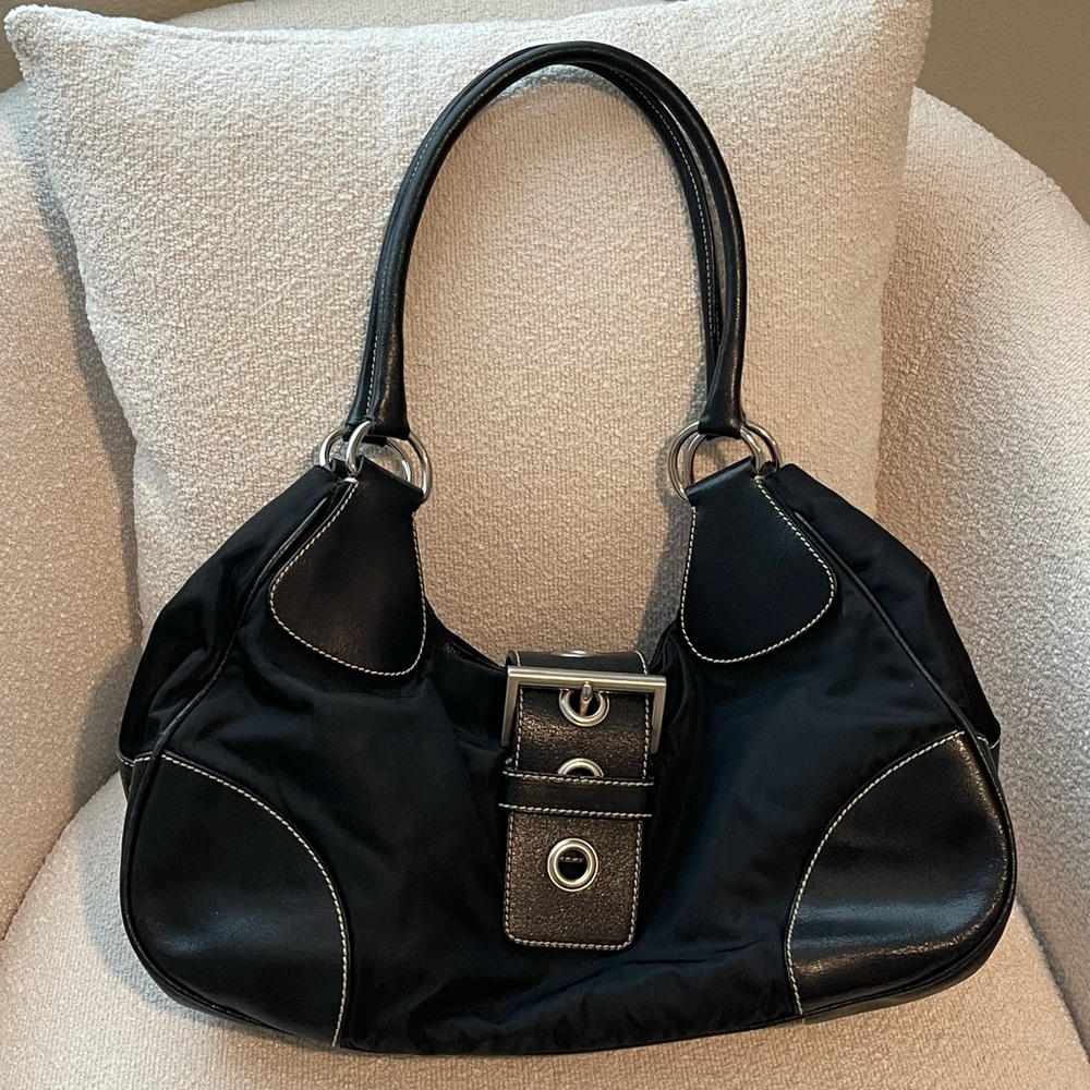 Prada Half Moon Shoulder Bag in Black with Silver Hardware Vintage Y2K